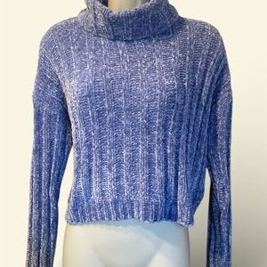 Urban Heritage Textured Blue Cowl Neck Sweater